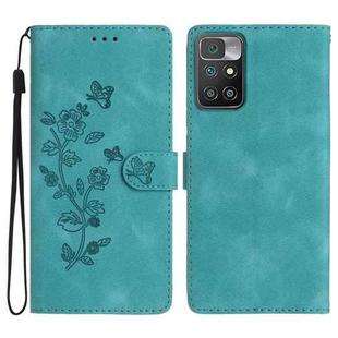 For Xiaomi Redmi 10 Flower Butterfly Embossing Pattern Leather Phone Case(Sky Blue)