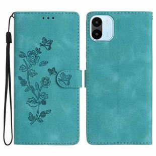 For Xiaomi Redmi A1 Flower Butterfly Embossing Pattern Leather Phone Case(Sky Blue)