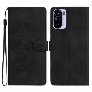 For Xiaomi Redmi K40 / K40 Pro Flower Butterfly Embossing Pattern Leather Phone Case(Black)