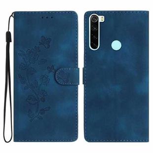 For Xiaomi Redmi Note 8T Flower Butterfly Embossing Pattern Leather Phone Case(Blue)