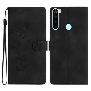 For Xiaomi Redmi Note 8T Flower Butterfly Embossing Pattern Leather Phone Case(Black)