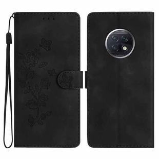 For Xiaomi Redmi Note 9 5G / Note 9T Flower Butterfly Embossing Pattern Leather Phone Case(Black)