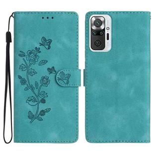 For Xiaomi Redmi Note 10 Pro / 10 Pro Max Flower Butterfly Embossing Pattern Leather Phone Case(Sky Blue)