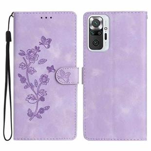 For Xiaomi Redmi Note 10 Pro / 10 Pro Max Flower Butterfly Embossing Pattern Leather Phone Case(Purple)