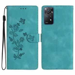 For Xiaomi Redmi Note 11 Pro 5G Global Flower Butterfly Embossing Pattern Leather Phone Case(Sky Blue)