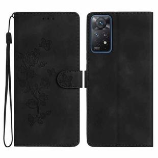 For Xiaomi Redmi Note 11 Pro 5G Global Flower Butterfly Embossing Pattern Leather Phone Case(Black)