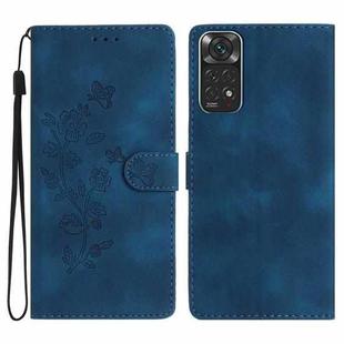 For Xiaomi Redmi Note 11 4G Global / Note 11S Flower Butterfly Embossing Pattern Leather Phone Case(Blue)