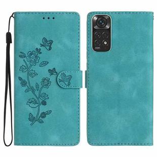 For Xiaomi Redmi Note 11 4G Global / Note 11S Flower Butterfly Embossing Pattern Leather Phone Case(Sky Blue)