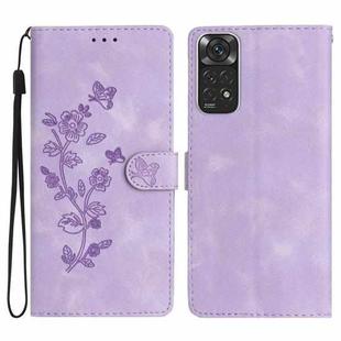 For Xiaomi Redmi Note 11 4G Global / Note 11S Flower Butterfly Embossing Pattern Leather Phone Case(Purple)