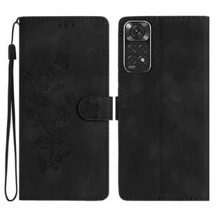 For Xiaomi Redmi Note 11 4G Global / Note 11S Flower Butterfly Embossing Pattern Leather Phone Case(Black)