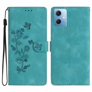For Xiaomi Redmi Note 12 5G Flower Butterfly Embossing Pattern Leather Phone Case(Sky Blue)