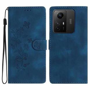 For Xiaomi Redmi Note 12S Flower Butterfly Embossing Pattern Leather Phone Case(Blue)