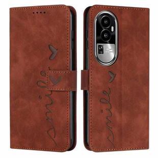 For OPPO Reno10 Pro+ Skin Feel Heart Pattern Leather Phone Case(Brown)