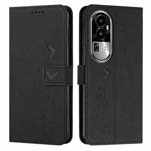 For OPPO Reno10 Pro+ Skin Feel Heart Pattern Leather Phone Case(Black)