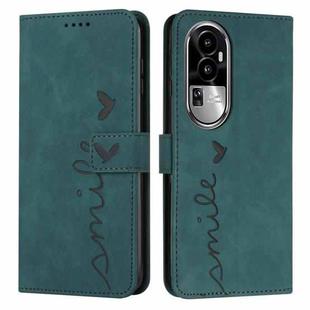 For OPPO Reno10 Pro+ Skin Feel Heart Pattern Leather Phone Case(Green)