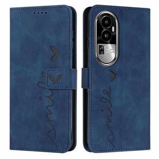 For OPPO Reno10 Pro Skin Feel Heart Pattern Leather Phone Case(Blue)