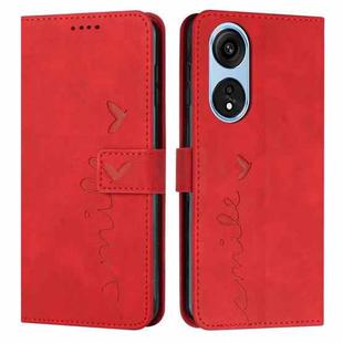For OPPO A1 5G/A98/F23 5G Skin Feel Heart Pattern Leather Phone Case(Red)