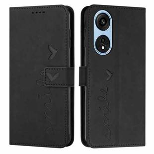 For OPPO A1 Pro/Reno8 T 5G Global Skin Feel Heart Pattern Leather Phone Case(Black)