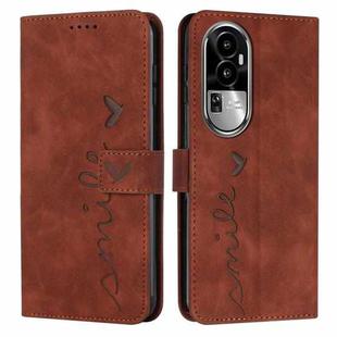 For OPPO Reno10 5G Global/Reno10 Pro 5G Global Skin Feel Heart Pattern Leather Phone Case(Brown)