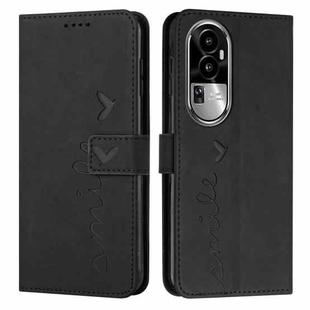 For OPPO Reno10 5G Global/Reno10 Pro 5G Global Skin Feel Heart Pattern Leather Phone Case(Black)