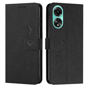 For OPPO A58 4G Skin Feel Heart Pattern Leather Phone Case(Black)