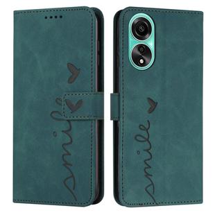 For OPPO A58 4G Skin Feel Heart Pattern Leather Phone Case(Green)