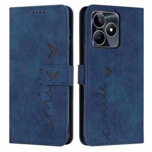 For Realme C53/Narzo N53 Skin Feel Heart Pattern Leather Phone Case(Blue)