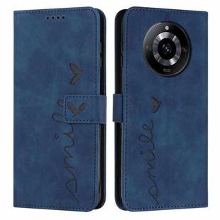 For Realme 11 Pro/11 Pro+ Skin Feel Heart Pattern Leather Phone Case(Blue)