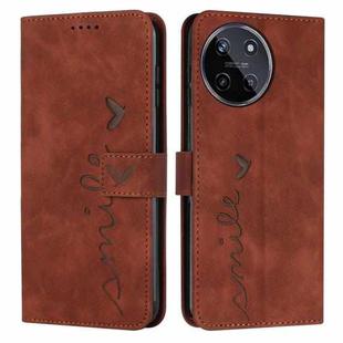 For Realme 11 4G Global Skin Feel Heart Pattern Leather Phone Case(Brown)