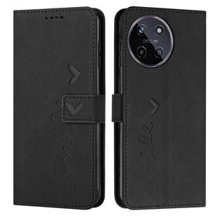 For Realme 11 4G Global Skin Feel Heart Pattern Leather Phone Case(Black)