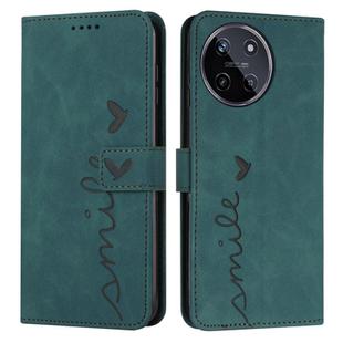 For Realme 11 4G Global Skin Feel Heart Pattern Leather Phone Case(Green)