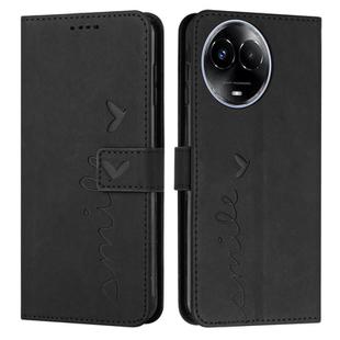 For Realme 11 5G Global/11x Skin Feel Heart Pattern Leather Phone Case(Black)