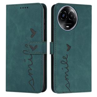 For Realme 11 5G Global/11x Skin Feel Heart Pattern Leather Phone Case(Green)