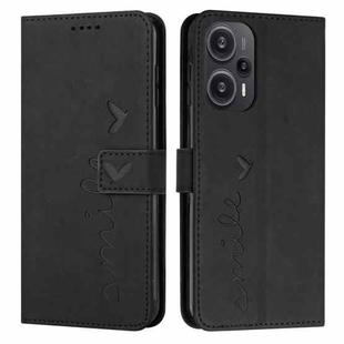For Xiaomi Redmi Note 12 Turbo/Poco F5 Skin Feel Heart Pattern Leather Phone Case(Black)