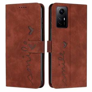 For Xiaomi Redmi Note 12S 4G Global Skin Feel Heart Pattern Leather Phone Case(Brown)