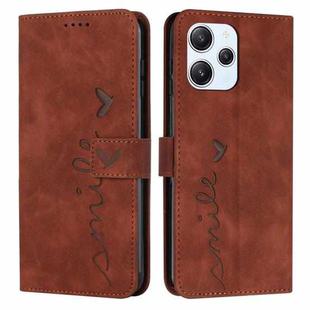 For Xiaomi Redmi 12 4G Skin Feel Heart Pattern Leather Phone Case(Brown)