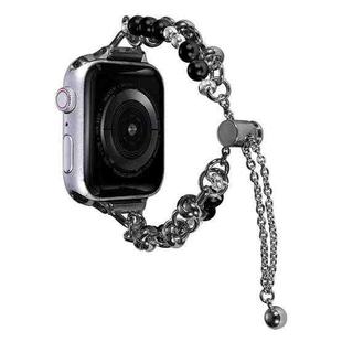 For Apple Watch 2 38mm Pearl Bracelet Metal Watch Band(Black)