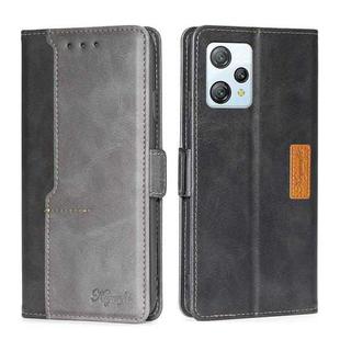 For Blackview A53 / A53 Pro Contrast Color Side Buckle Leather Phone Case(Black + Grey)