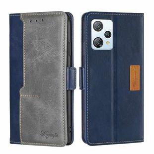 For Blackview A53 / A53 Pro Contrast Color Side Buckle Leather Phone Case(Blue + Grey)