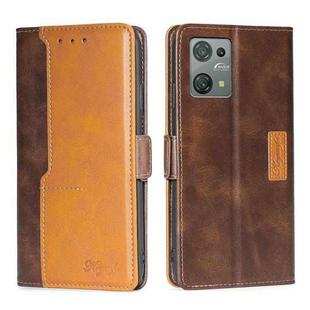 For Blackview Oscal C30 Contrast Color Side Buckle Leather Phone Case(Dark Brown + Gold)