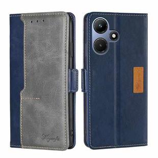 For Infinix Hot 30i 4G Contrast Color Side Buckle Leather Phone Case(Blue + Grey)