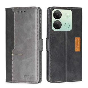 For Infinix Smart 7 HD Contrast Color Side Buckle Leather Phone Case(Black + Grey)