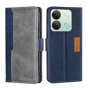 For Infinix Smart 7 HD Contrast Color Side Buckle Leather Phone Case(Blue + Grey)