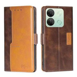 For Infinix Smart 7 HD Contrast Color Side Buckle Leather Phone Case(Dark Brown + Gold)