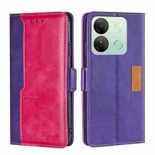 For Infinix Smart 7 HD Contrast Color Side Buckle Leather Phone Case(Purple + Rose Red)