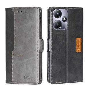 For Infinix Hot 30 Play 4G Contrast Color Side Buckle Leather Phone Case(Black + Grey)