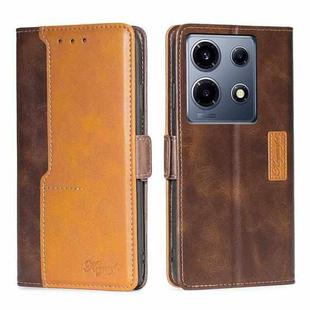 For Infinix Note 30 VIP 5G Contrast Color Side Buckle Leather Phone Case(Dark Brown + Gold)