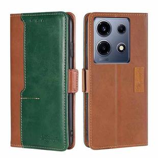 For Infinix Note 30 VIP 5G Contrast Color Side Buckle Leather Phone Case(Light Brown + Green)