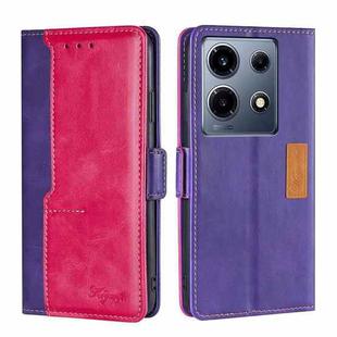 For Infinix Note 30 VIP 5G Contrast Color Side Buckle Leather Phone Case(Purple + Rose Red)