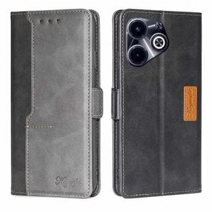 For Infinix Hot 40i Contrast Color Side Buckle Leather Phone Case(Black + Grey)